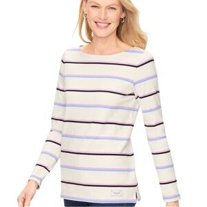 NWT Talbots Fling Stripe Bateau Authentic Jersey Knit Tee